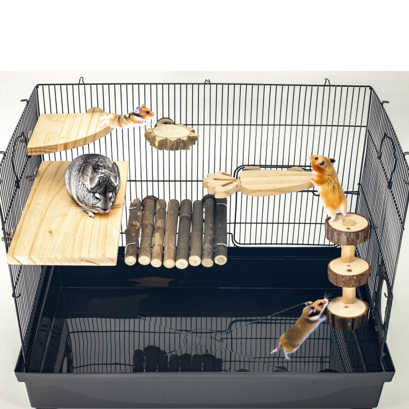 GNB PET Space Expanding Natural Wood Hamster Platform Set, DIY Small Animal Playground Accessories for Hamster Cage, Climbing & Resting Toys with Adjustable Screws for Hamsters, Chinchillas, Gerbils - Image 5
